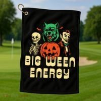 Funny Halloween Big Ween Energy Golf Towel thumb 1
