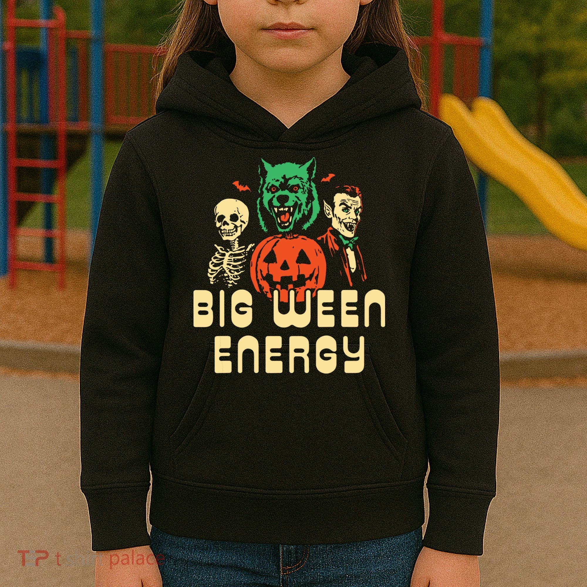 Funny Halloween Big Ween Energy Kids Hoodie