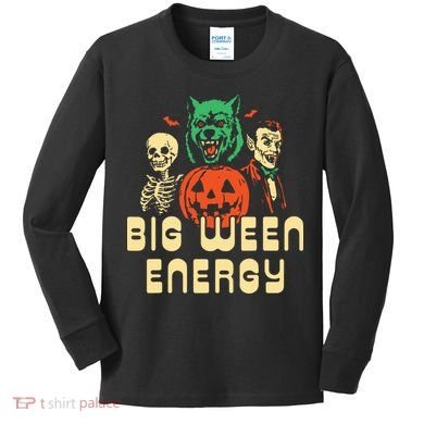 Funny Halloween Big Ween Energy Kids Long Sleeve Shirt