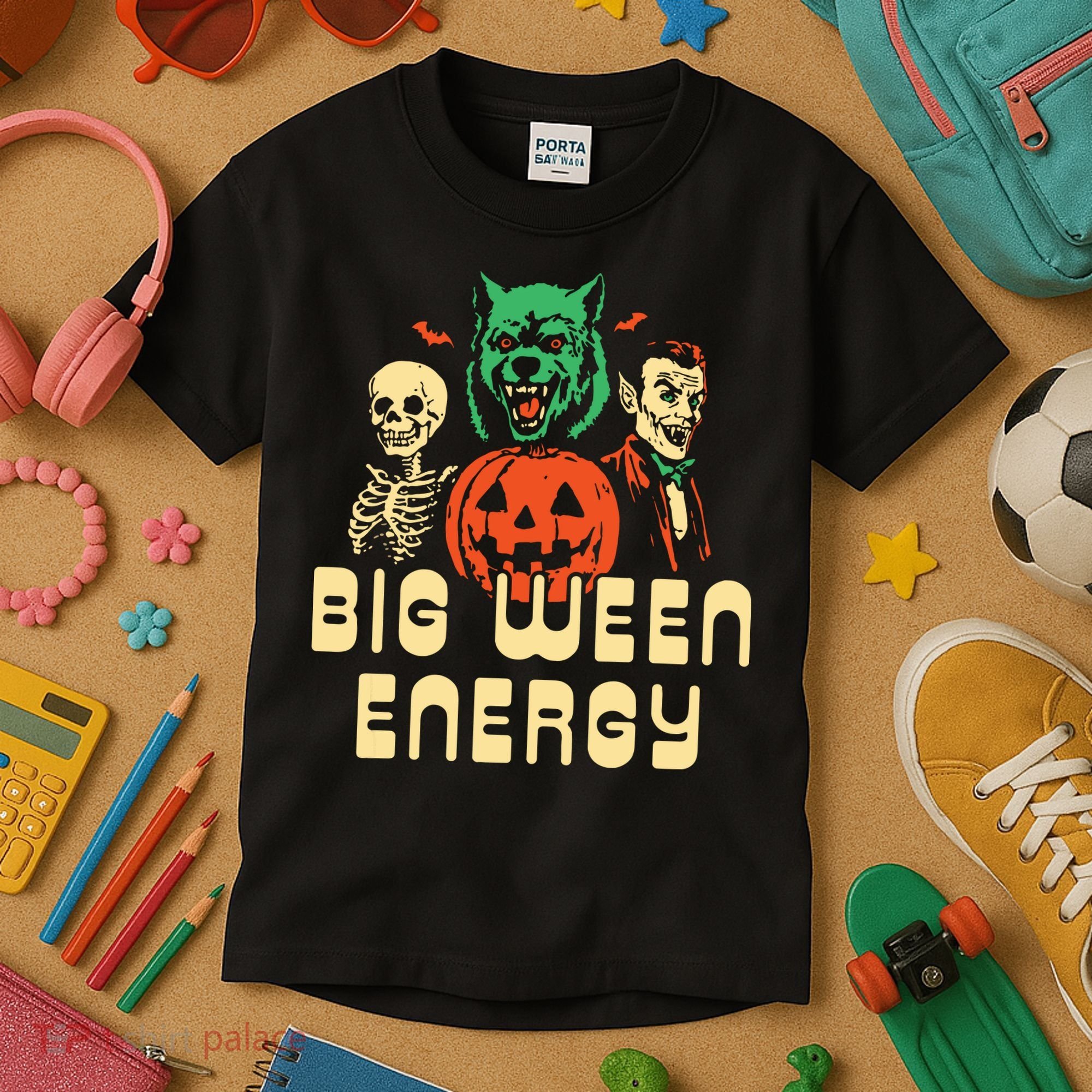 Funny Halloween Big Ween Energy Kids T-Shirt