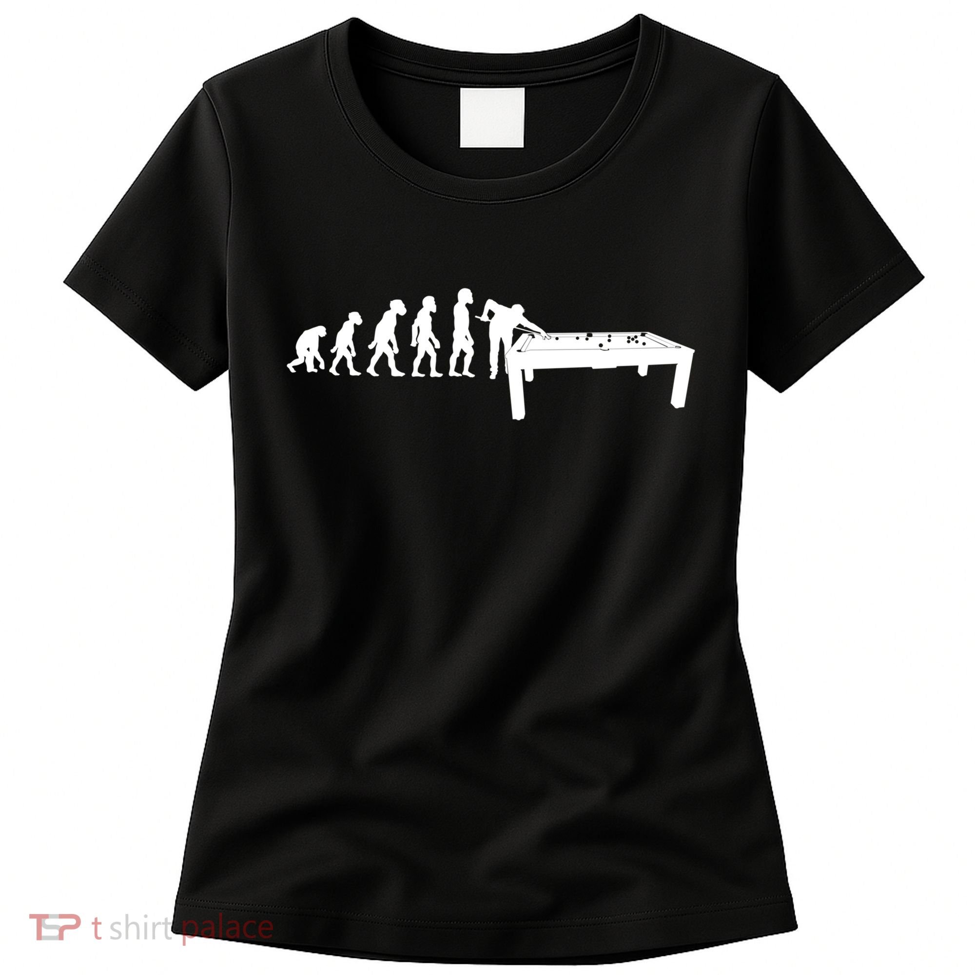 Funny Human Billiards Evolution 8 Ball Pool Cue Stick Player Meaningful Gift Women's T-Shirt