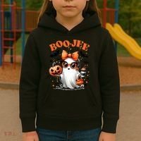 Funny Halloween Boojee Cute Ghost Kids Hoodie thumb 3