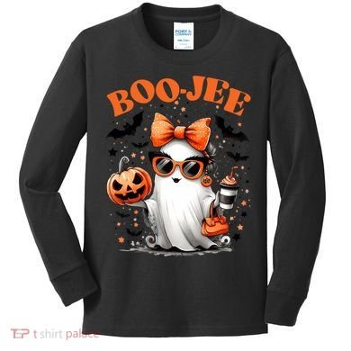 Funny Halloween Boojee Cute Ghost Kids Long Sleeve Shirt
