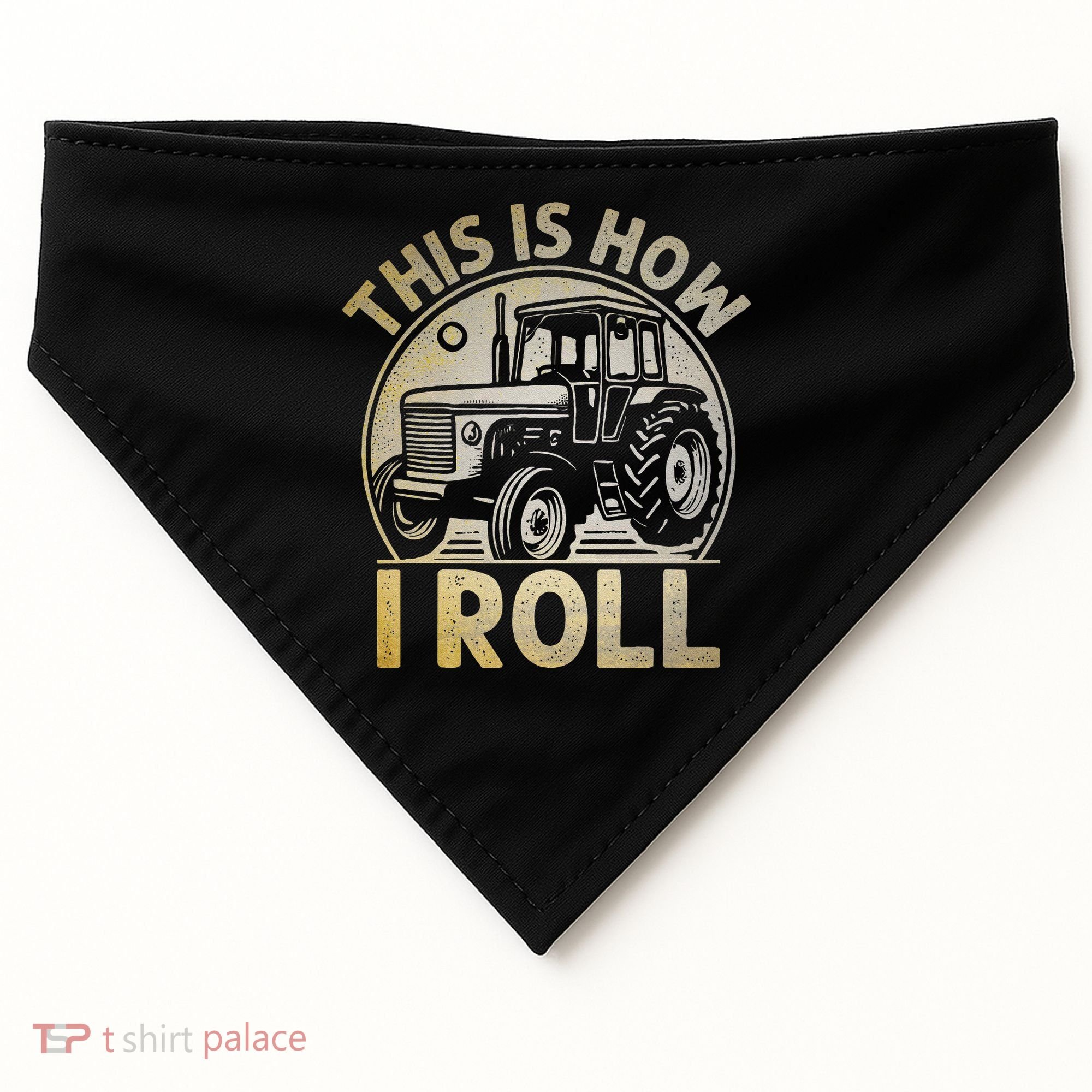 Funny Hay Bale How I Roll Gift Cool Farmer Tractor Driver USA-Made Doggie Bandana