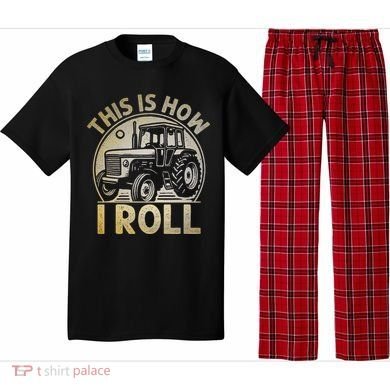 Funny Hay Bale How I Roll Gift Cool Farmer Tractor Driver Pajama Set