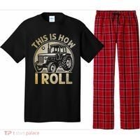 Funny Hay Bale How I Roll Gift Cool Farmer Tractor Driver Pajama Set thumb 0