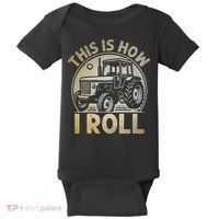Funny Hay Bale How I Roll Gift Cool Farmer Tractor Driver Baby Bodysuit thumb 0