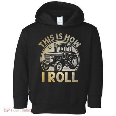 Funny Hay Bale How I Roll Gift Cool Farmer Tractor Driver Toddler Hoodie
