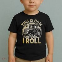 Funny Hay Bale How I Roll Gift Cool Farmer Tractor Driver Toddler T-Shirt thumb 2