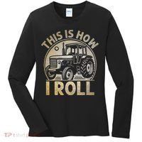 Funny Hay Bale How I Roll Gift Cool Farmer Tractor Driver Women's Long Sleeve Shirt thumb 0