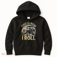 Funny Hay Bale How I Roll Gift Cool Farmer Tractor Driver Kids Hoodie thumb 0