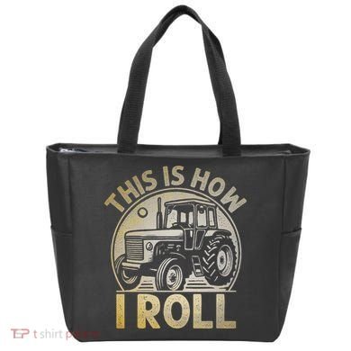 Funny Hay Bale How I Roll Gift Cool Farmer Tractor Driver Tote Bag
