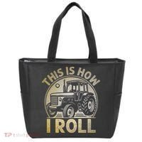 Funny Hay Bale How I Roll Gift Cool Farmer Tractor Driver Tote Bag thumb 0
