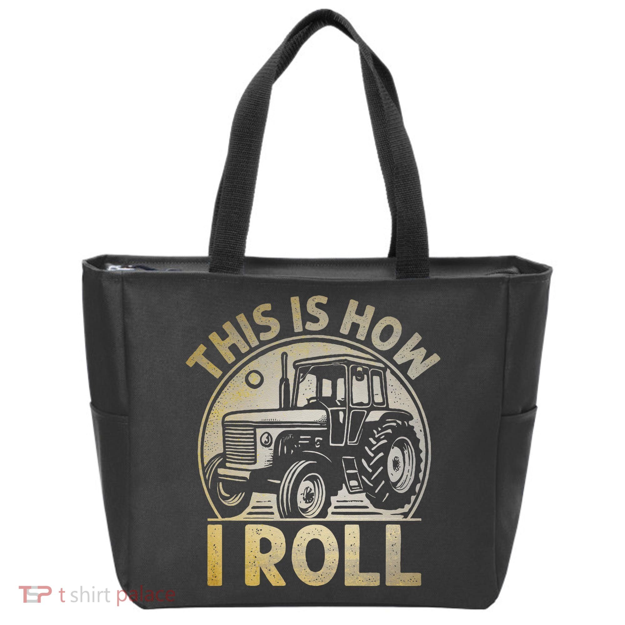 Funny Hay Bale How I Roll Gift Cool Farmer Tractor Driver Tote Bag