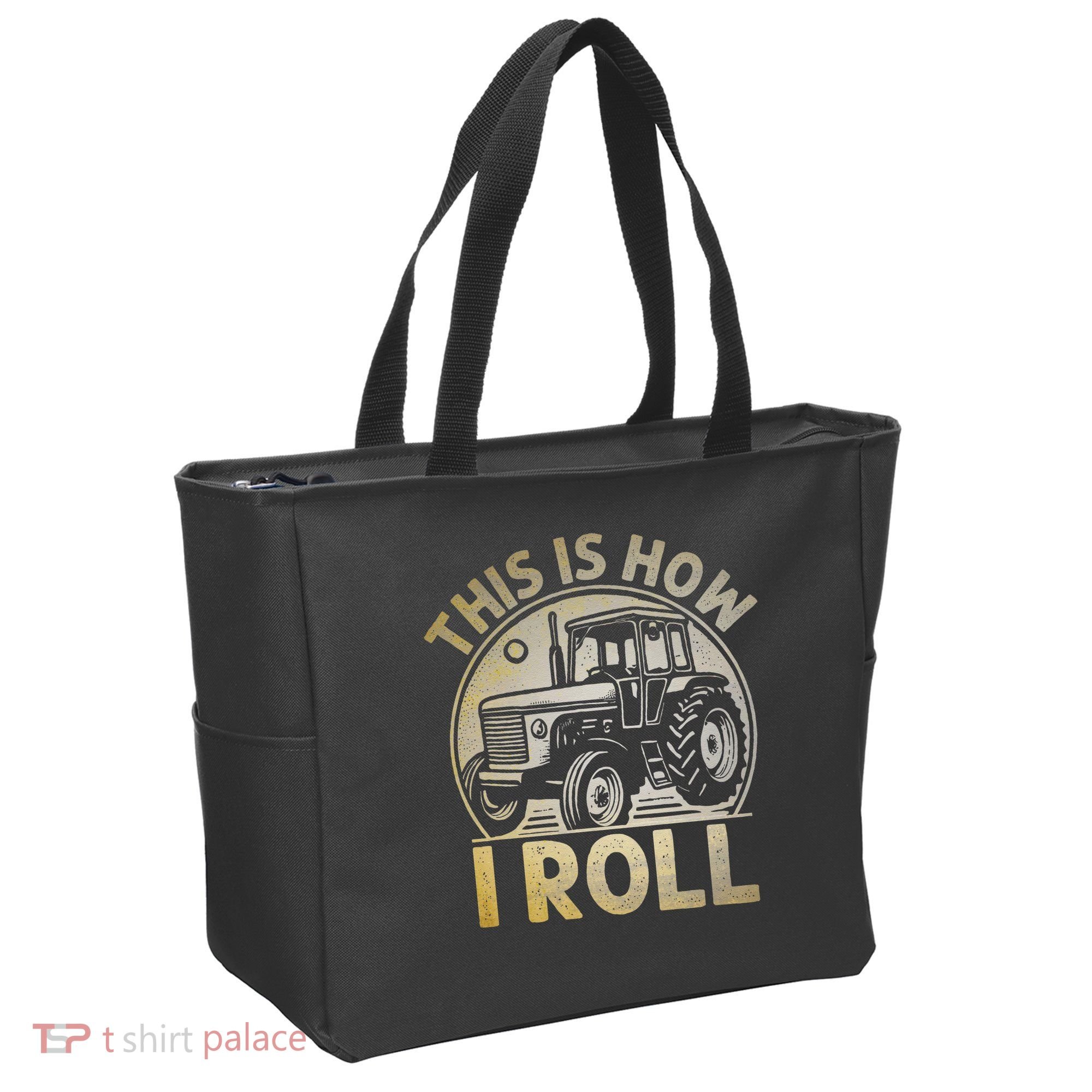 Funny Hay Bale How I Roll Gift Cool Farmer Tractor Driver Tote Bag