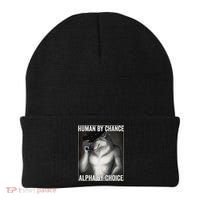 Funny Human By Chance Alpha By Choice Cool Alpha Wolf Meme Beanie thumb 0