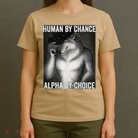 Funny Human By Chance Alpha By Choice Cool Alpha Wolf Meme T-Shirt thumb 4
