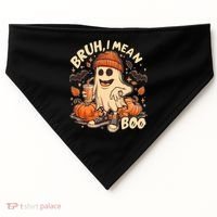 Funny Halloween Bruh I Mean Boo Ghost USA-Made Doggie Bandana thumb 0
