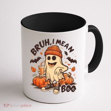 Funny Halloween Bruh I Mean Boo Ghost Coffee Mug back