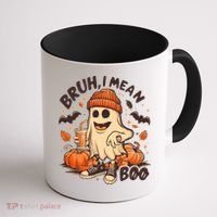 Funny Halloween Bruh I Mean Boo Ghost Coffee Mug thumb 1