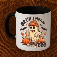 Funny Halloween Bruh I Mean Boo Ghost Coffee Mug thumb 2