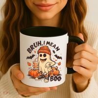 Funny Halloween Bruh I Mean Boo Ghost Coffee Mug thumb 3