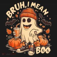 Funny Halloween Bruh I Mean Boo Ghost Women's Hoodie thumb 2