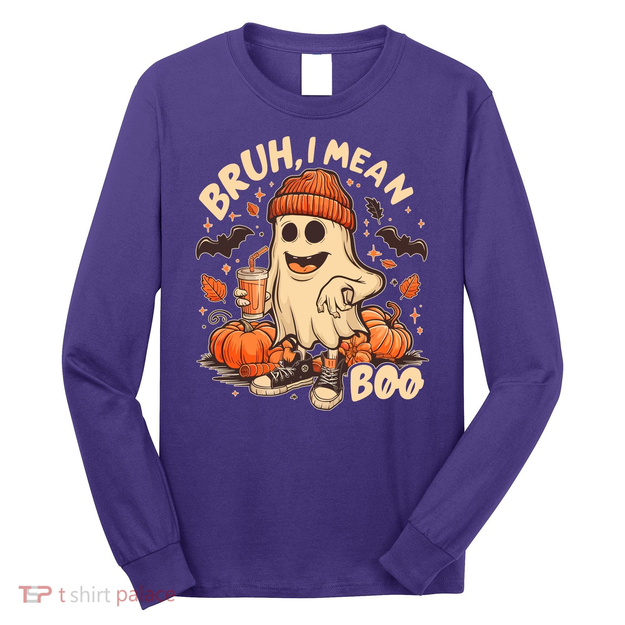 Funny Halloween Bruh I Mean Boo Ghost Long Sleeve Shirt