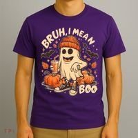 Funny Halloween Bruh I Mean Boo Ghost T-Shirt thumb 3