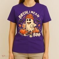 Funny Halloween Bruh I Mean Boo Ghost T-Shirt thumb 4