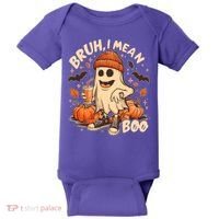 Funny Halloween Bruh I Mean Boo Ghost Baby Bodysuit thumb 0