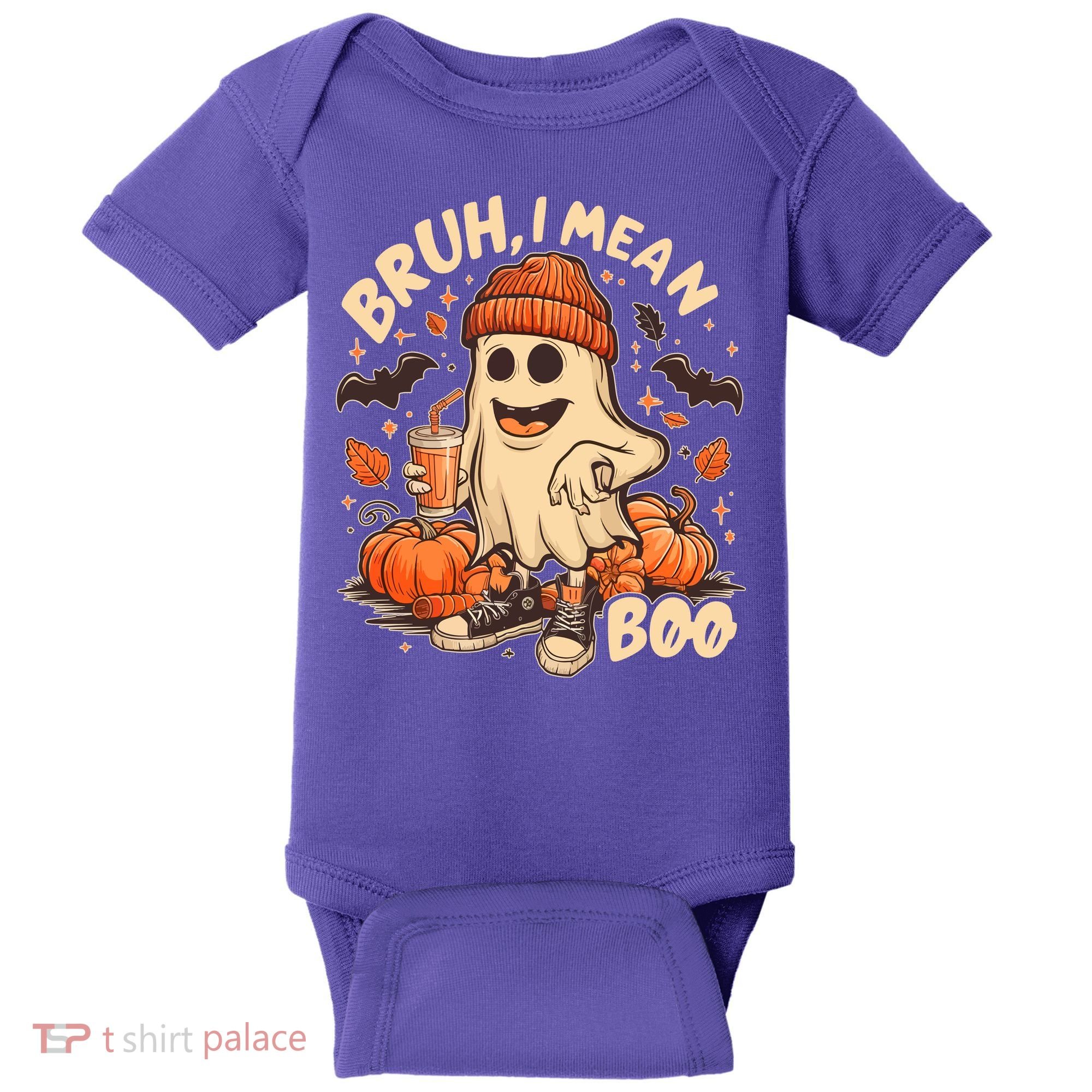 Funny Halloween Bruh I Mean Boo Ghost Baby Bodysuit