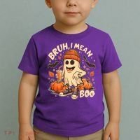 Funny Halloween Bruh I Mean Boo Ghost Toddler T-Shirt thumb 2