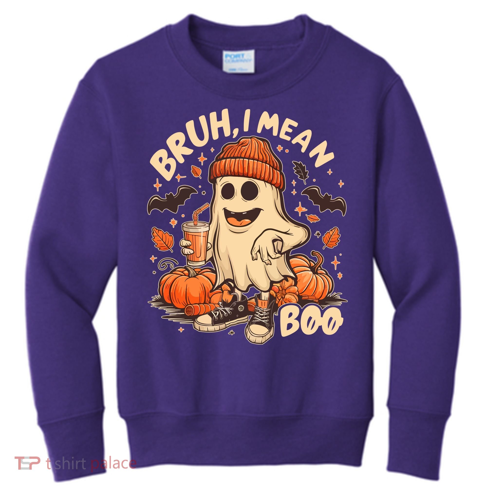 Funny Halloween Bruh I Mean Boo Ghost Kids Sweatshirt