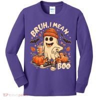 Funny Halloween Bruh I Mean Boo Ghost Kids Long Sleeve Shirt thumb 0