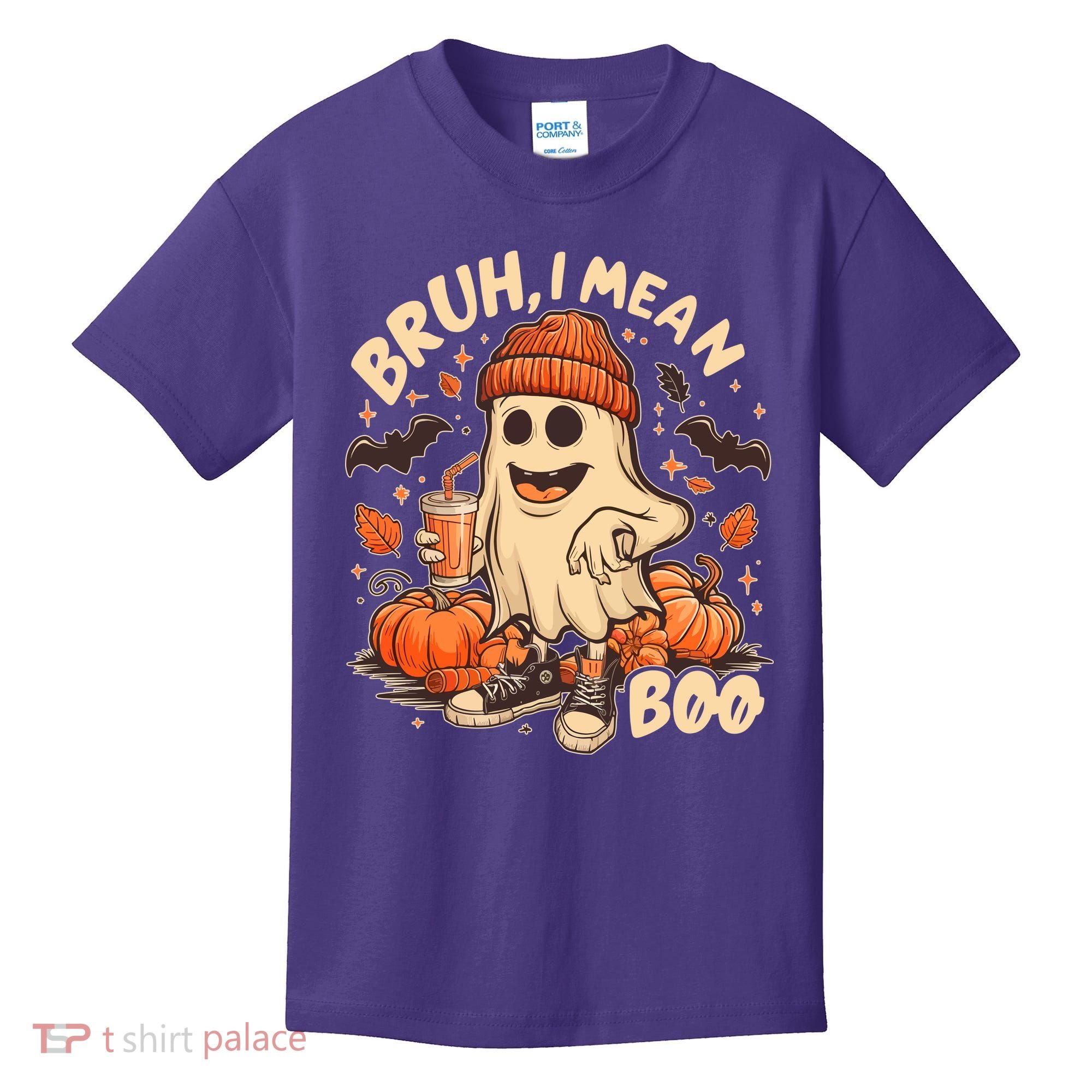 Funny Halloween Bruh I Mean Boo Ghost Kids T-Shirt