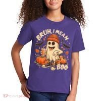 Funny Halloween Bruh I Mean Boo Ghost Kids T-Shirt thumb 2