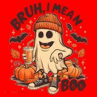 Funny Halloween Bruh I Mean Boo Ghost Santa Hat thumb 1