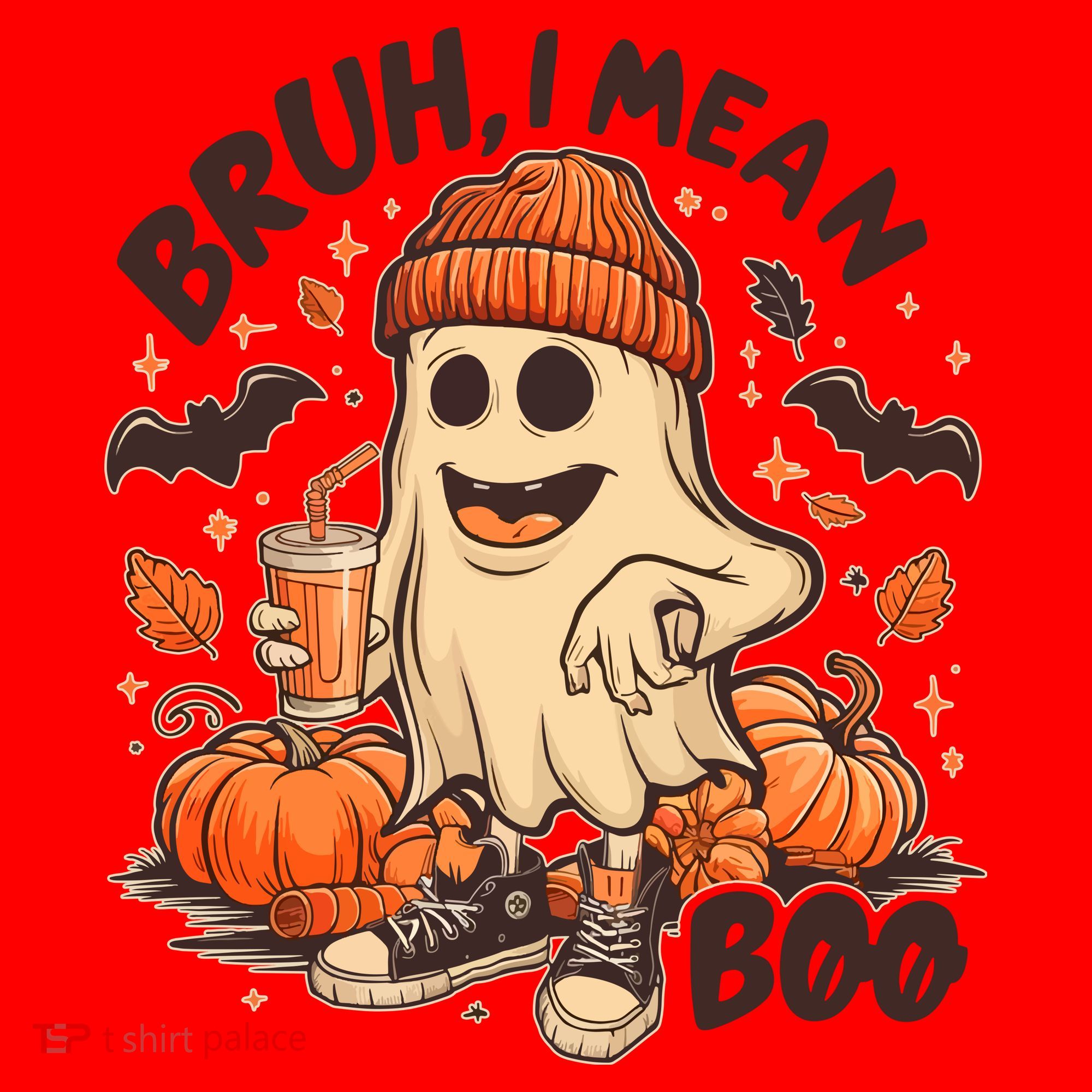 Funny Halloween Bruh I Mean Boo Ghost Santa Hat