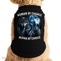 Funny Human By Chance Alpha By Choice Wolf Doggie Tank thumb 0