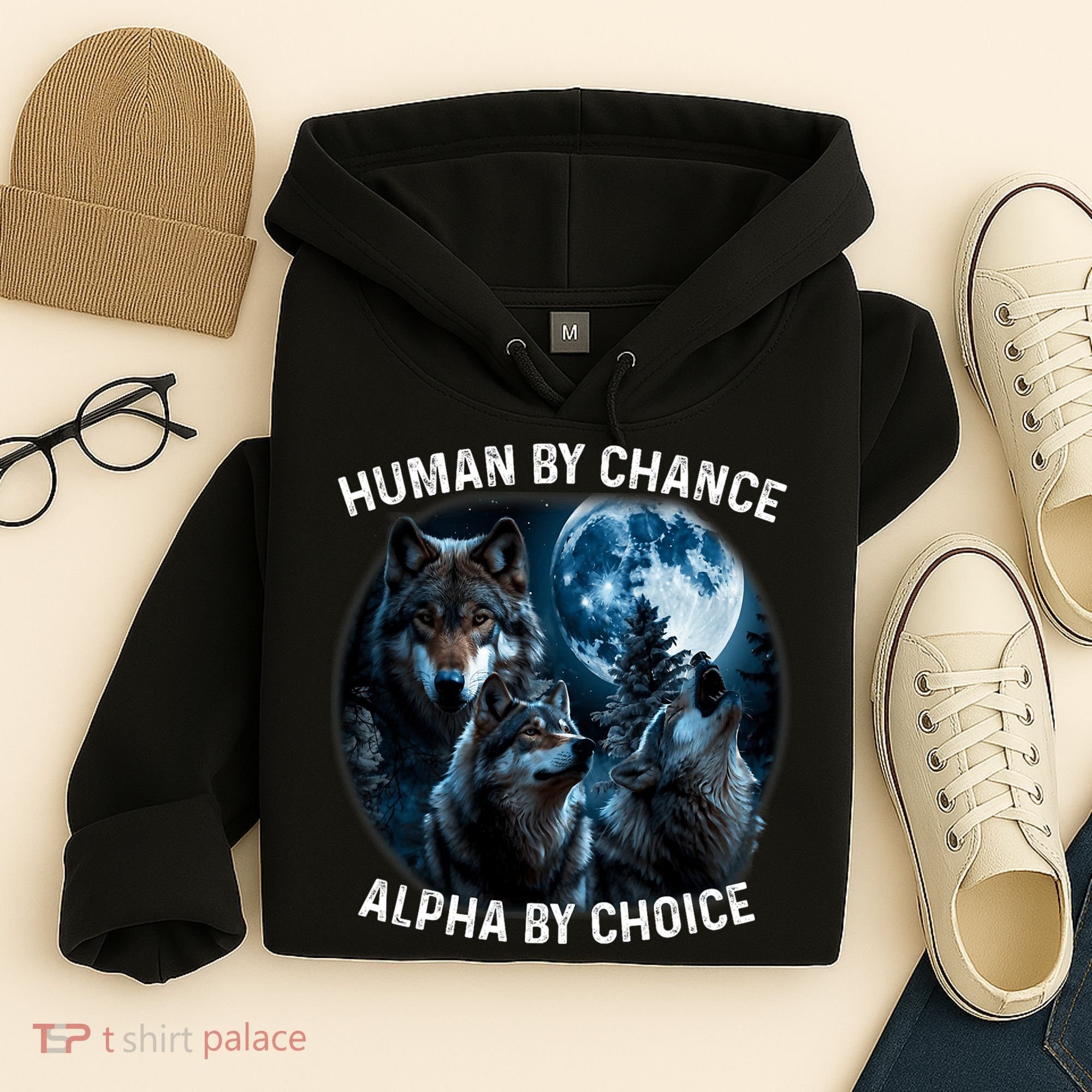 Funny Human By Chance Alpha By Choice Wolf Hoodie