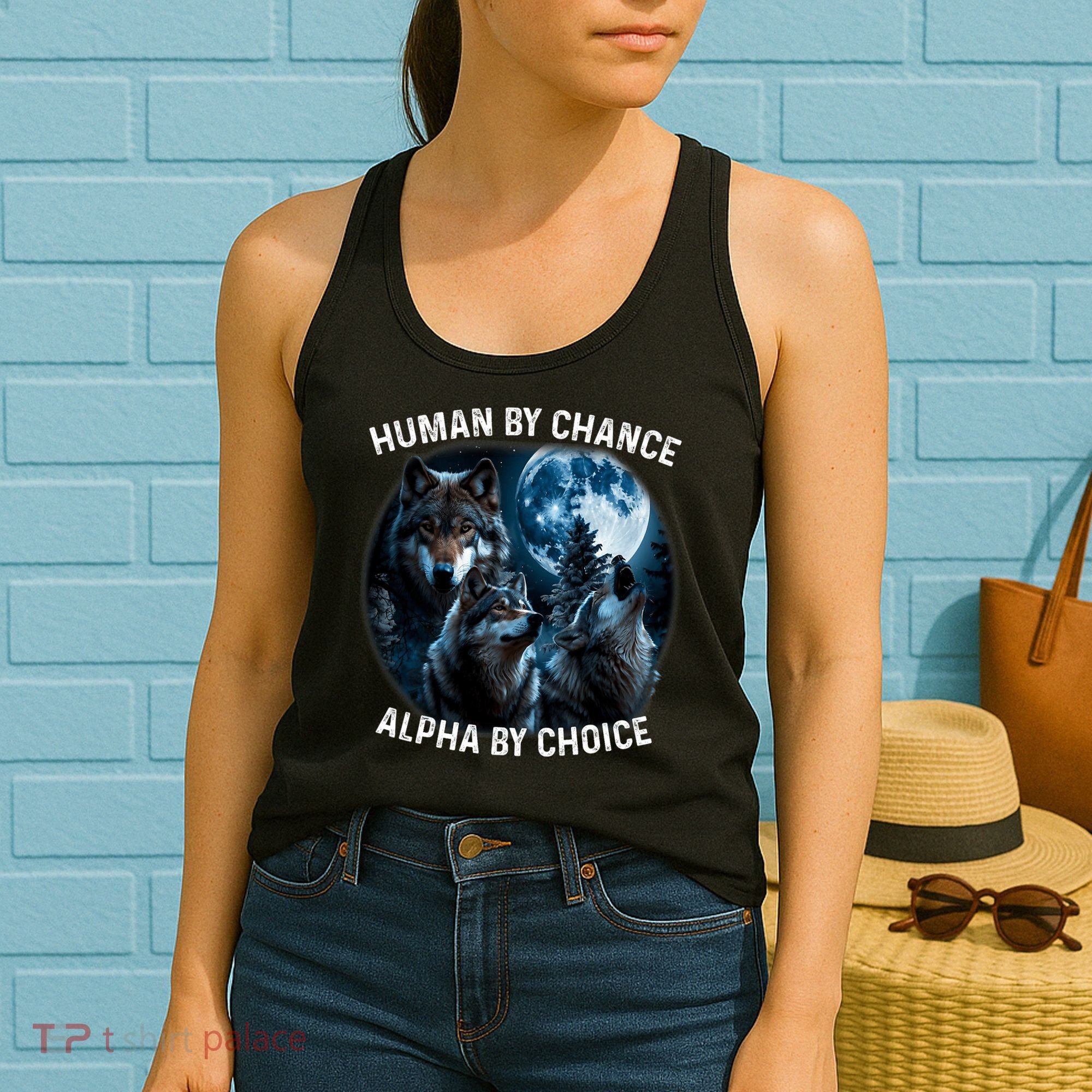 Funny Human By Chance Alpha By Choice Wolf Women's Tank Top