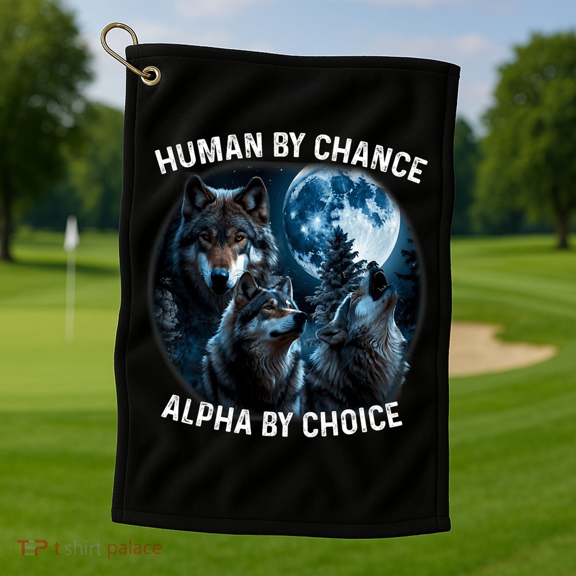Funny Human By Chance Alpha By Choice Wolf Golf Towel