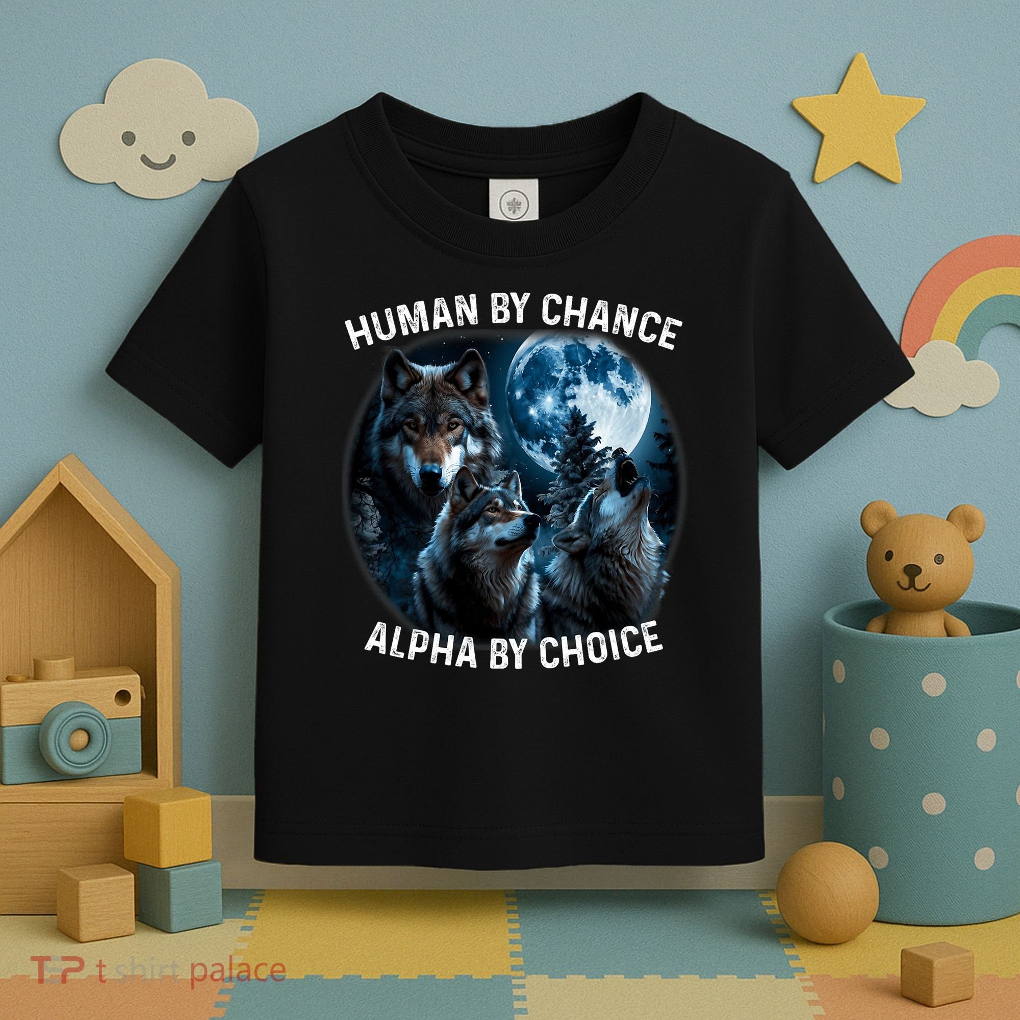 Funny Human By Chance Alpha By Choice Wolf Toddler T-Shirt