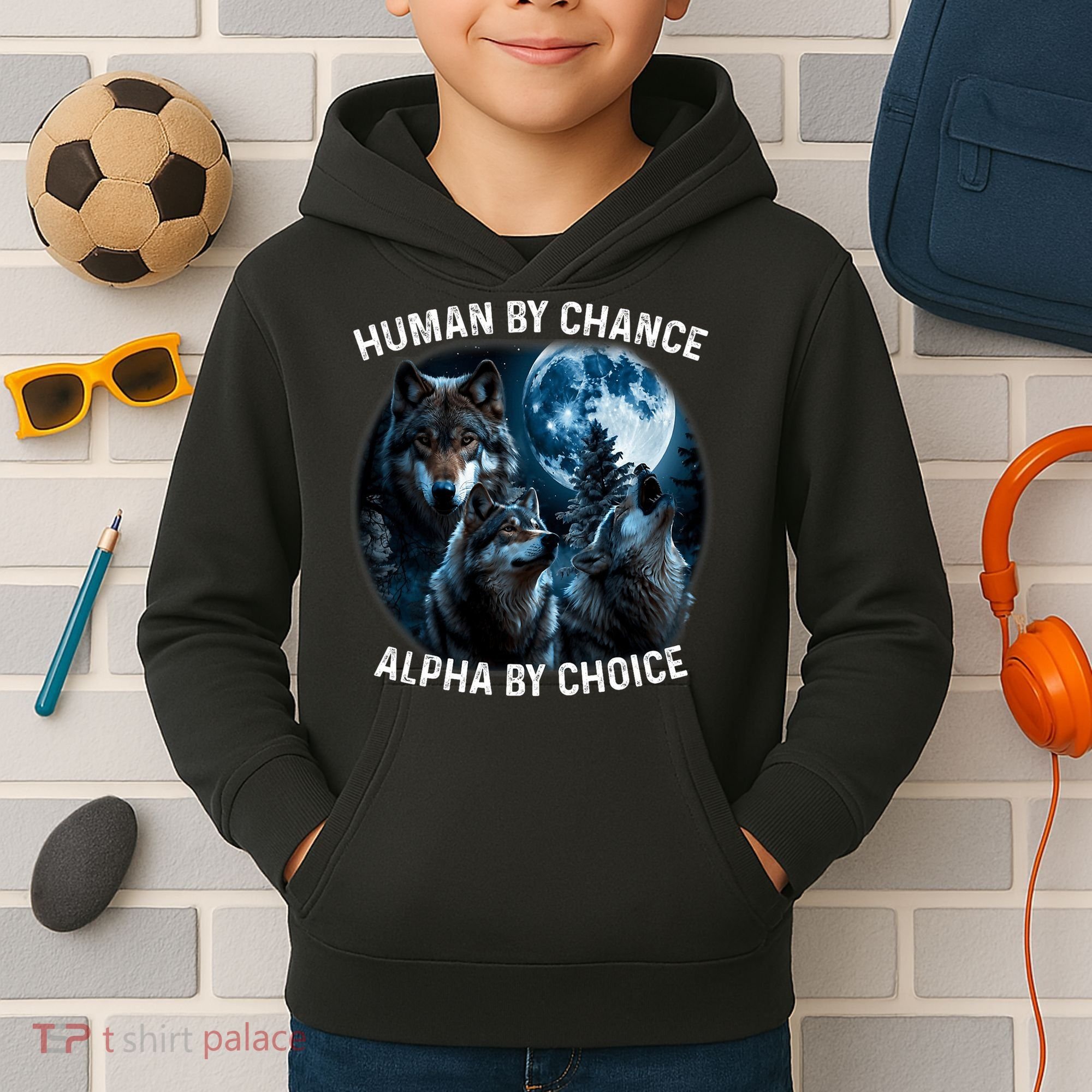 Funny Human By Chance Alpha By Choice Wolf Kids Hoodie