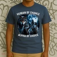 Funny Human By Chance Alpha By Choice Wolf T-Shirt thumb 3