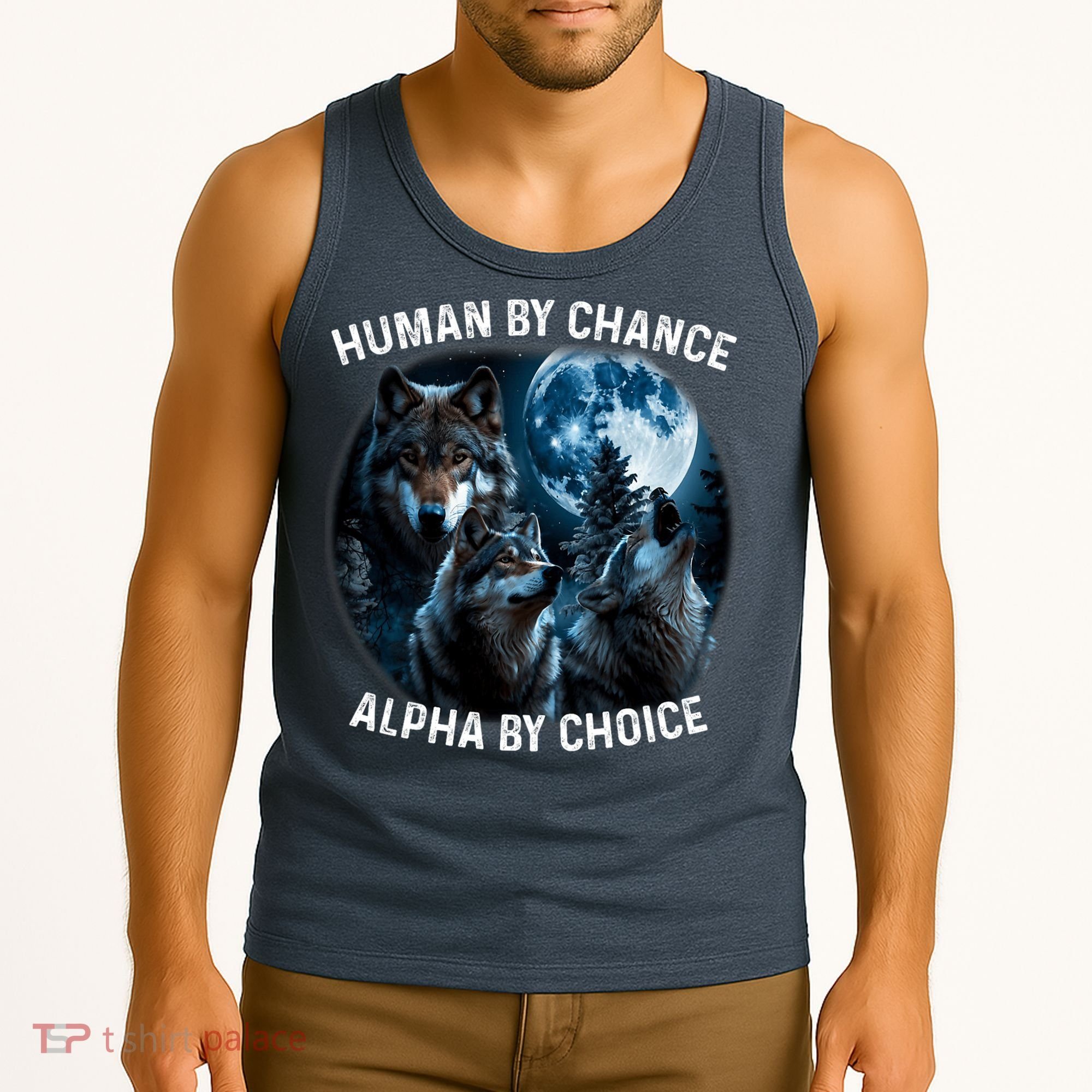 Funny Human By Chance Alpha By Choice Wolf Tank Top