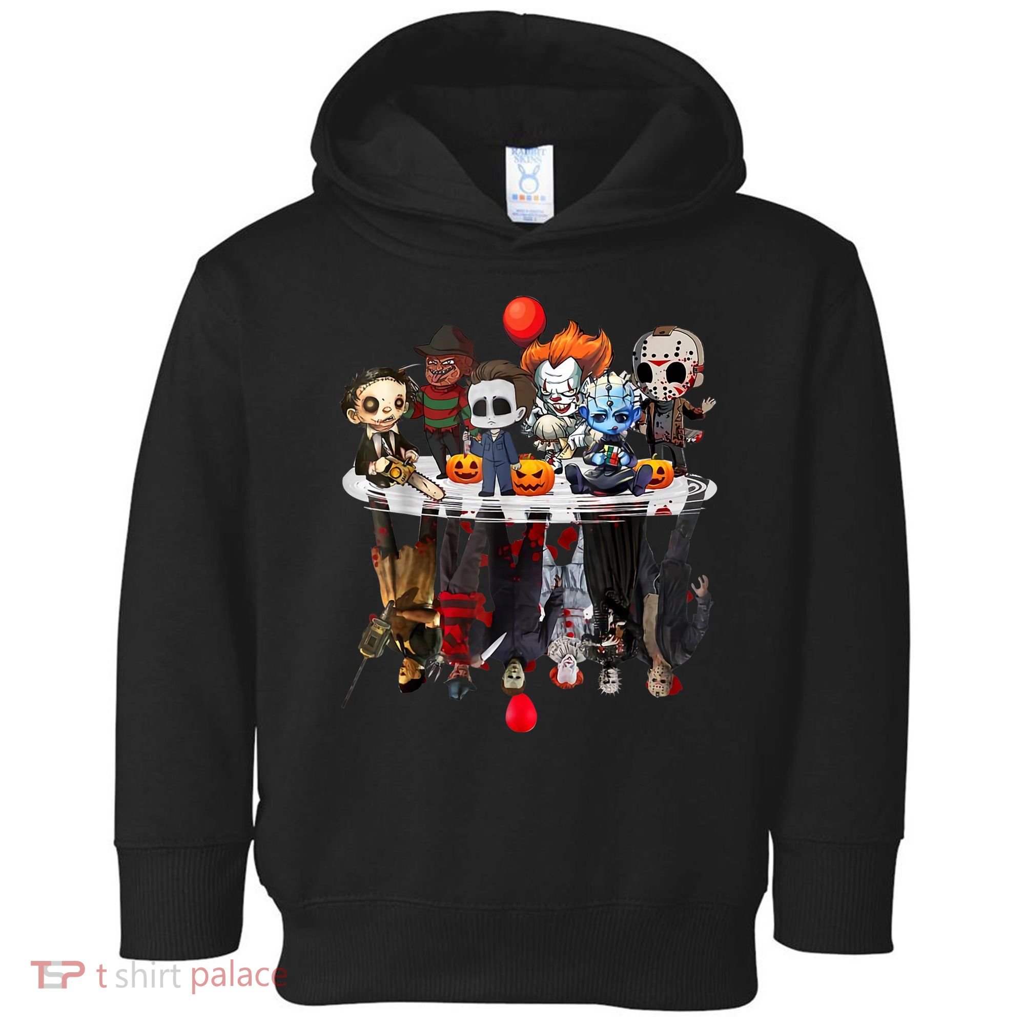 Funny Halloween, Cute Halloween, Cute Horror Movie Chibi Character Water Reflect Toddler Hoodie