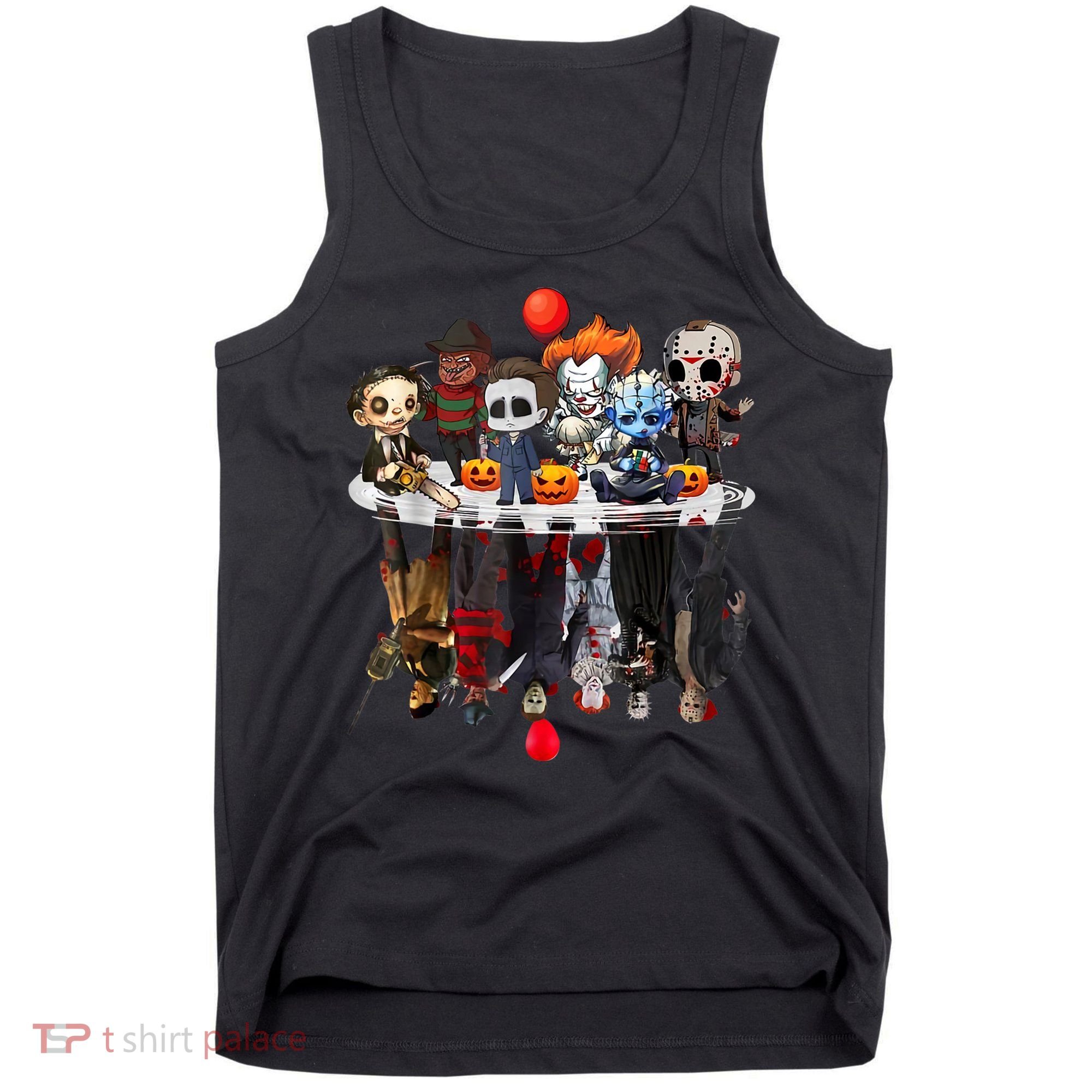 Funny Halloween, Cute Halloween, Cute Horror Movie Chibi Character Water Reflect Tank Top