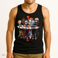 Funny Halloween, Cute Halloween, Cute Horror Movie Chibi Character Water Reflect Tank Top thumb 3